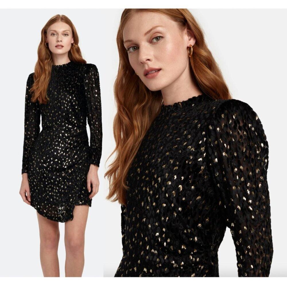 A.L.C. Jane Velvet Mini Dress in Black & Gold